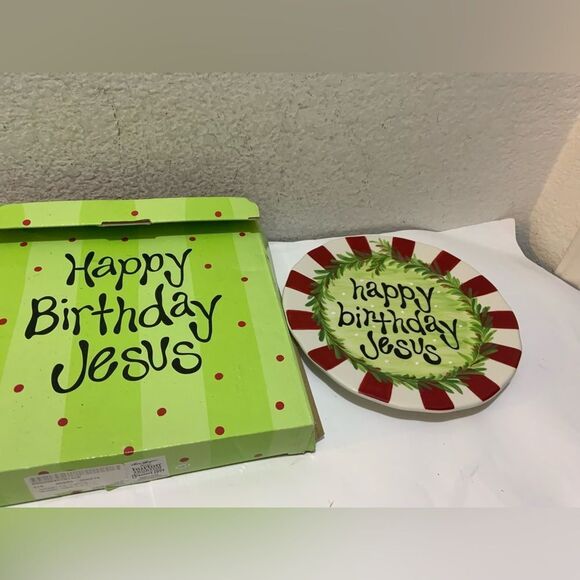 Decorative Christmas Plate Happy Birthday Jesus Plate Christmas Joy to the World - Picture 1 of 7